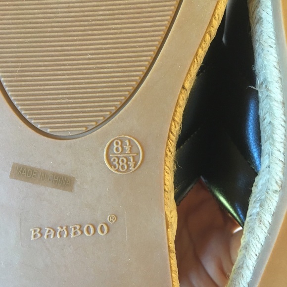 BAMBOO Black Faux Leather Quilted Chevron Mule Espadrille NIB - Picture 8 of 8